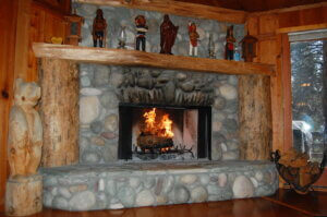 rock fireplace