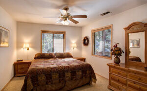 bedroom with bed and ceiling fan