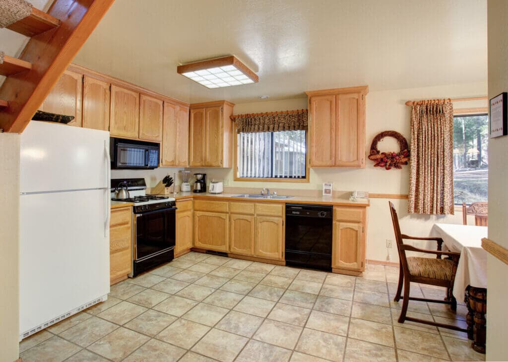 kitchen with wood cabinets