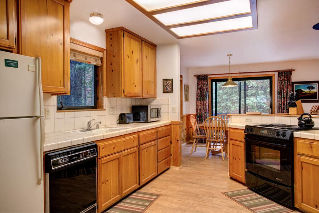 kitchen with wood cabinets