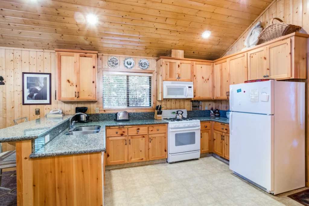 kitchen with wood cabinets