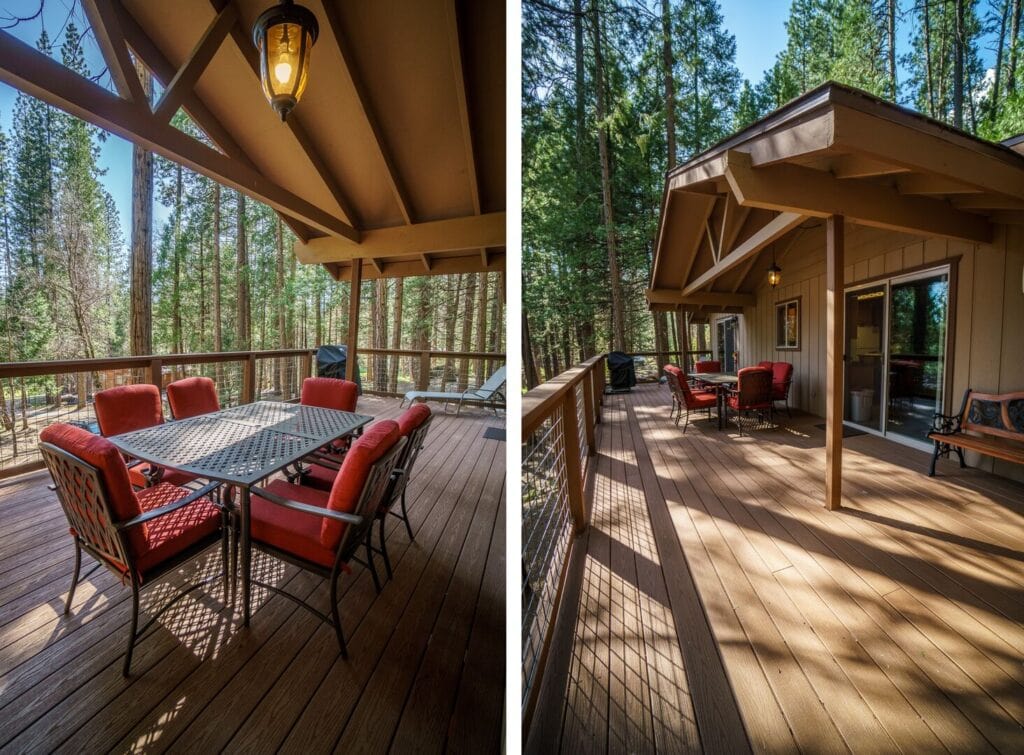 deck with outdoor seating and dining