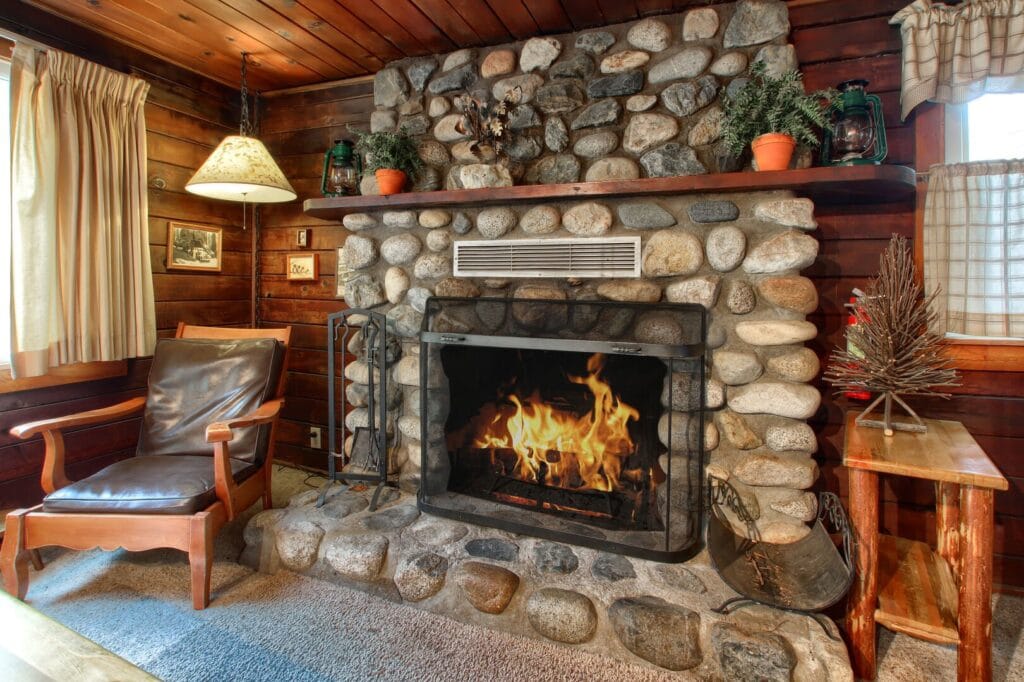 stone fireplace