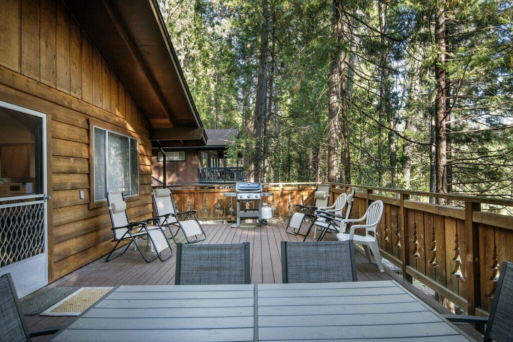 deck with outdoor seating and dining