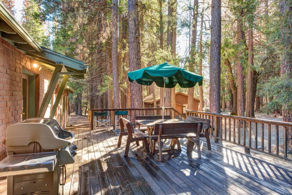 deck with outdoor patio furniture