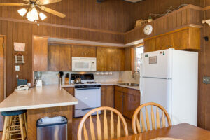 small kitchen with peninsula island