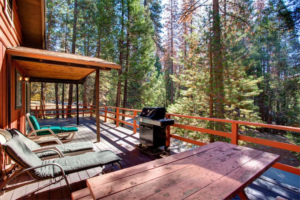 deck with grill, and outdoor seating