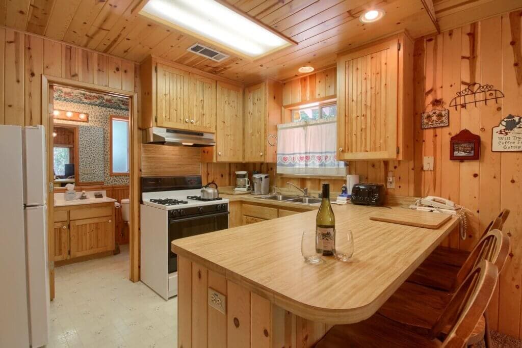 kitchen with wood cabinets