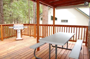 deck with grill, deck cover and picnic table