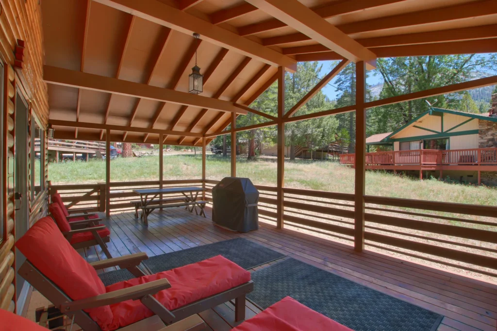 deck with covering and outdoor seating