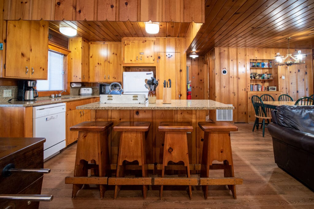 kitchen with wood paneling