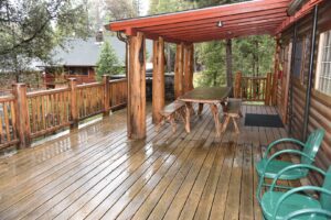 deck with outdoor seating and dining