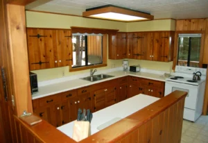 kitchen with wood cabinets