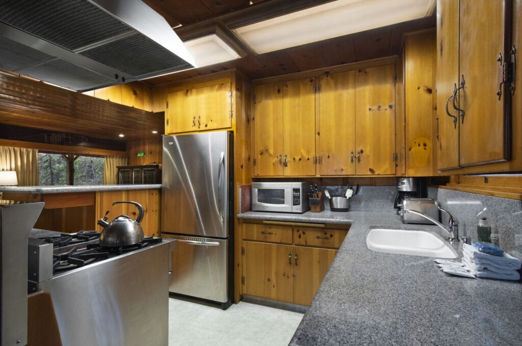 kitchen with wood cabinets