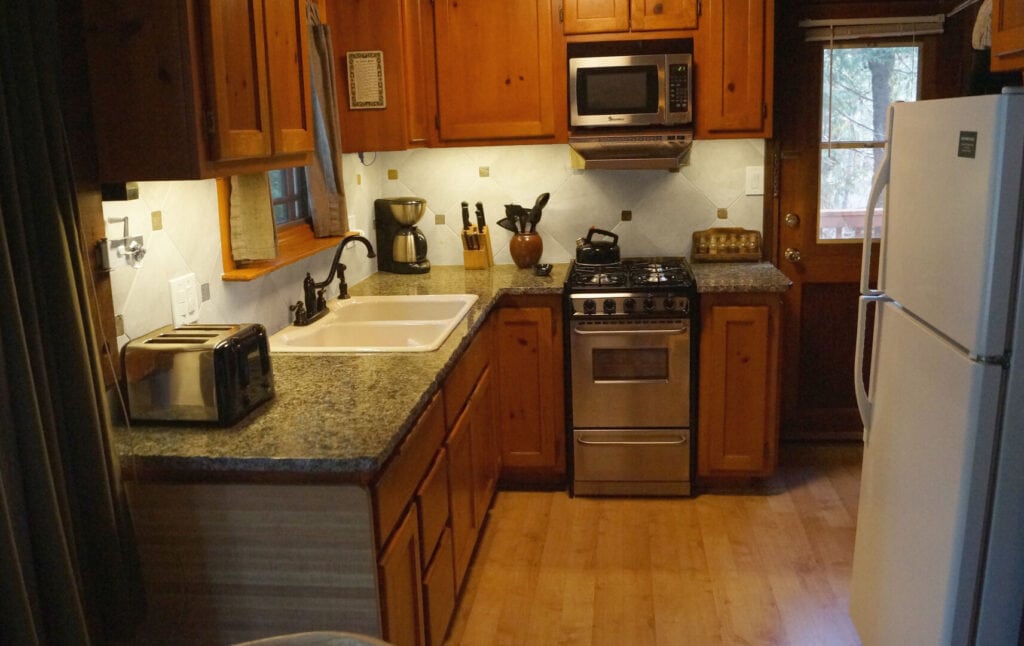 kitchen with wood cabinets