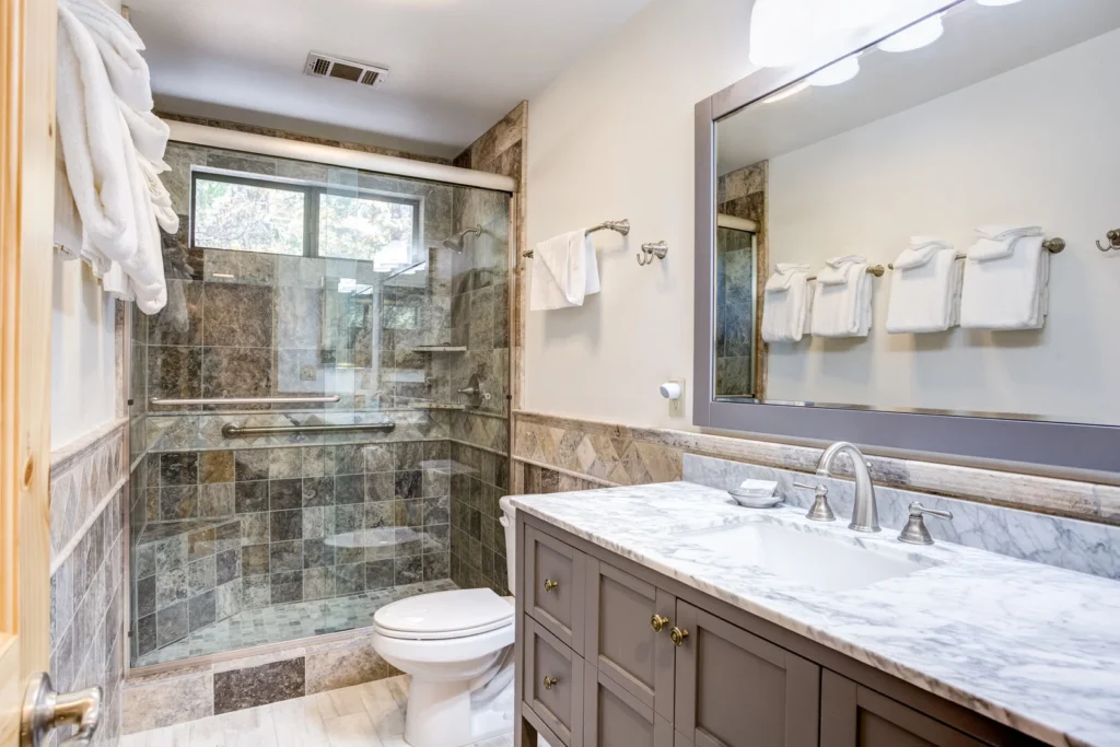 bathroom with walk in shower