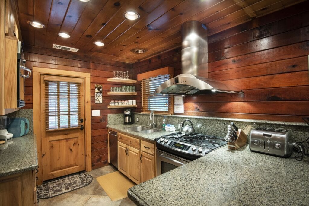 kitchen with open storage