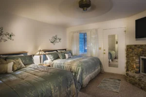 bedroom wtith two full beds