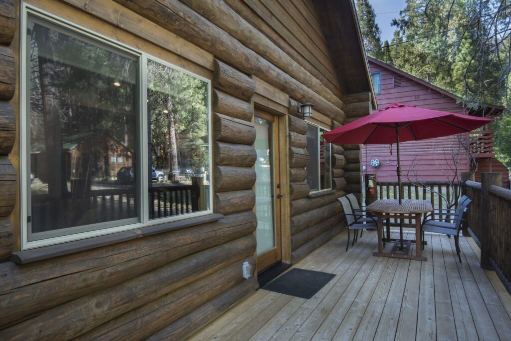 back deck with outdoor seating