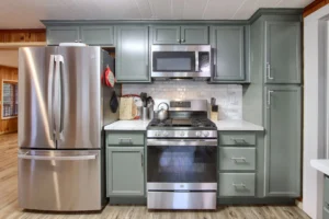 kitchen with green cabinets