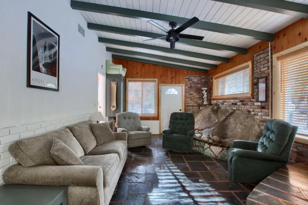 second living area with rock architecture