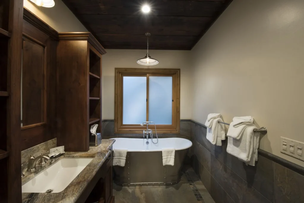 bathroom with soaking tub