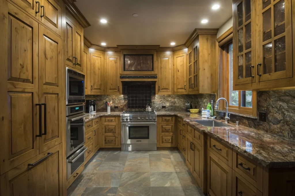 kitchen with wood cabinets