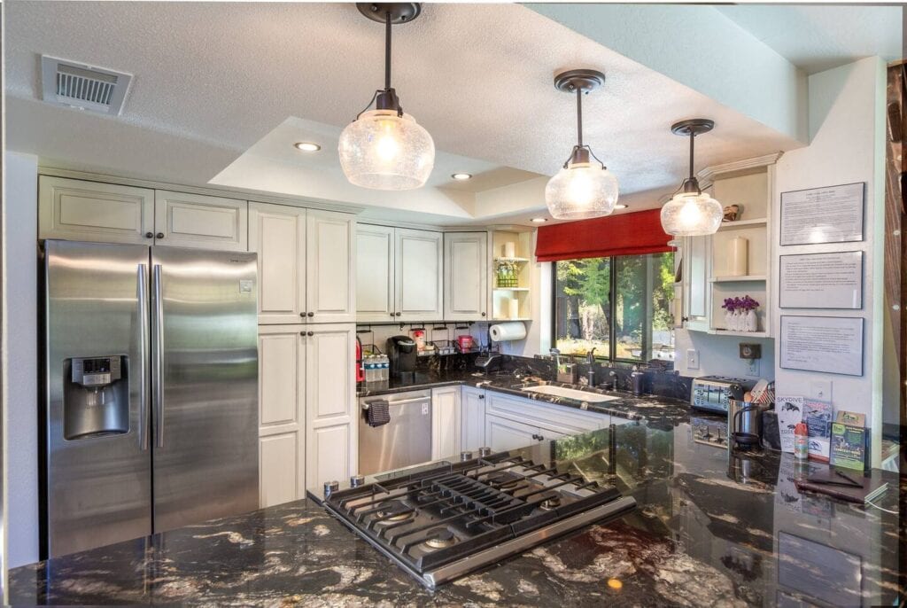 kitchen with white cabients