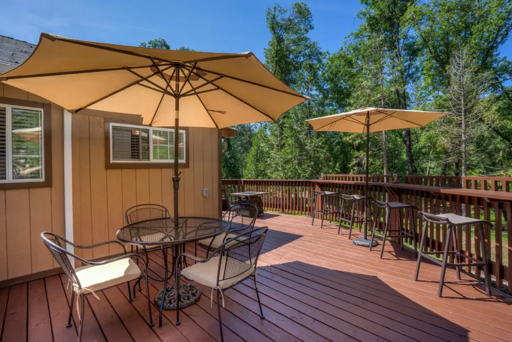 deck with outdoor seating and dining