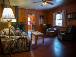 living room with couches and chairs