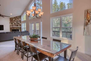 dining area with large windows