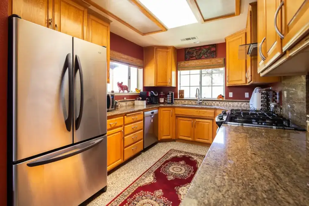 kitchen with wood cabinets