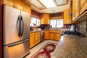 kitchen with wood cabinets