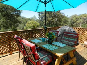 deck with outdoor dining