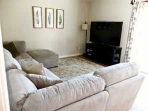 living area with television