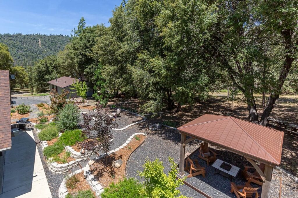 aerial view of back yard