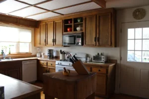 kitchen with wood cabinets