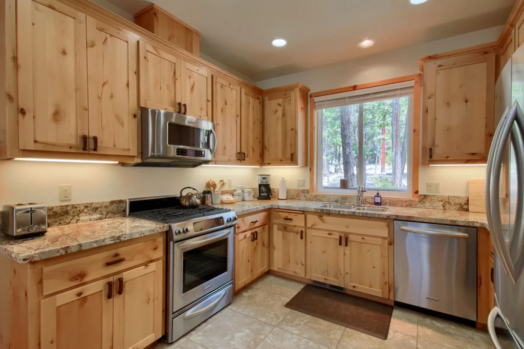 kitchen with wood cabinets