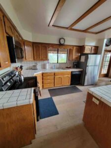 kitchen with wood cabinets