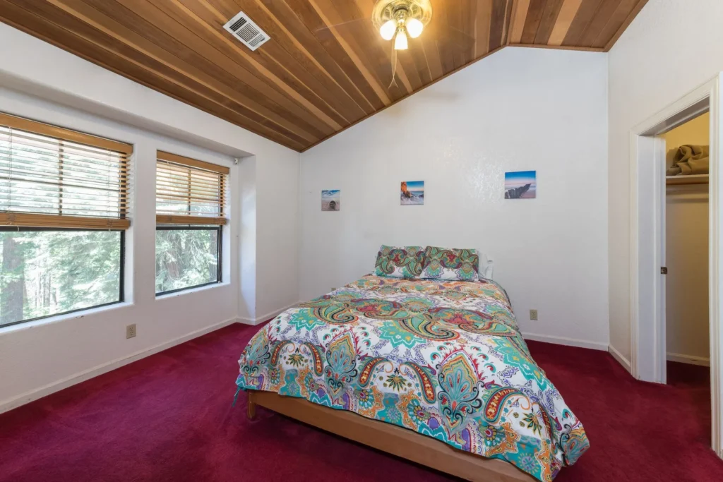 bedroom with slanted ceiling