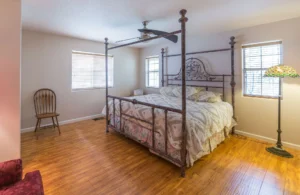 bedroom with four poster bed