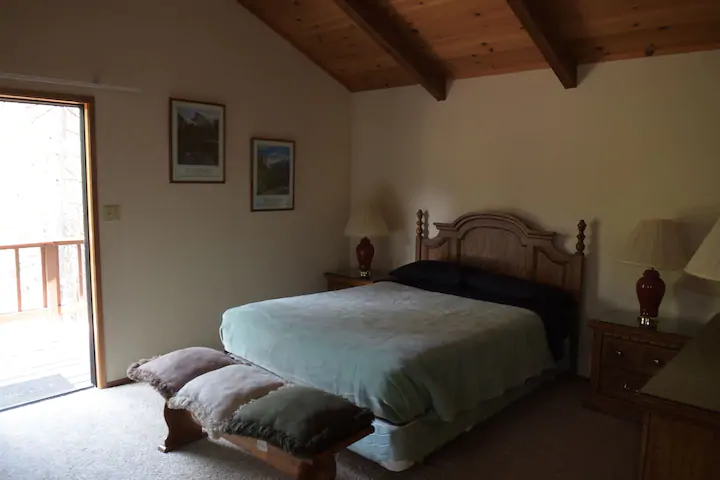 bedroom with beams