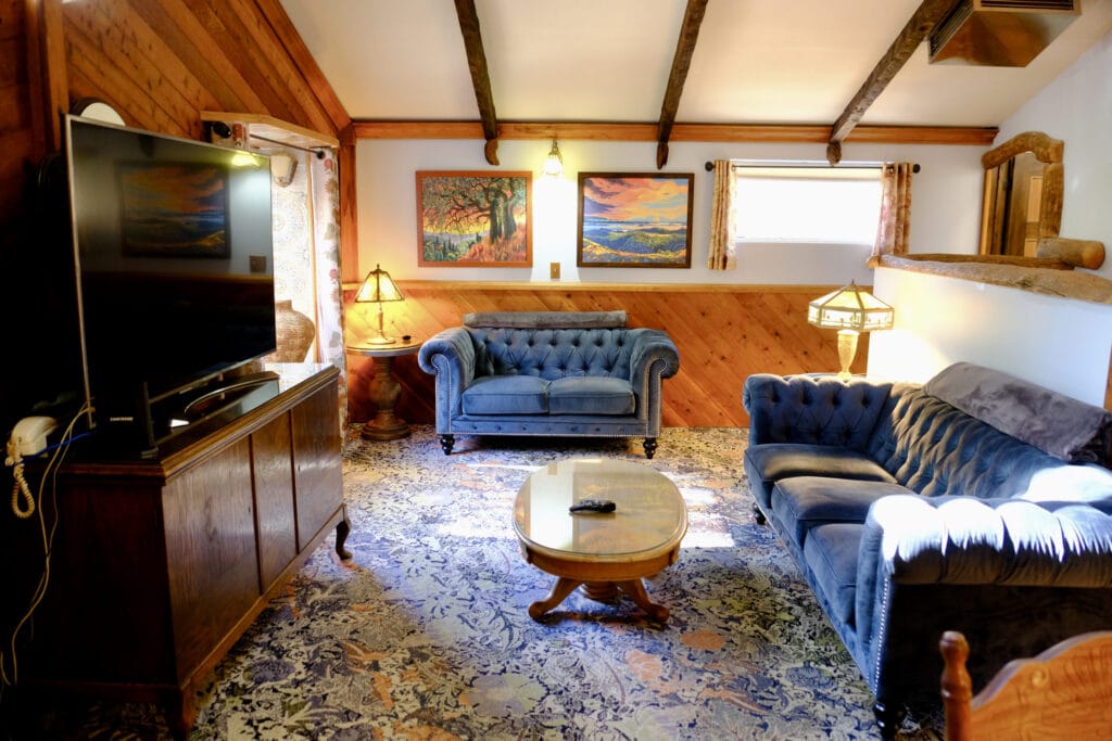 living area with couches and television