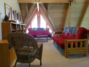 loft with seating and futons