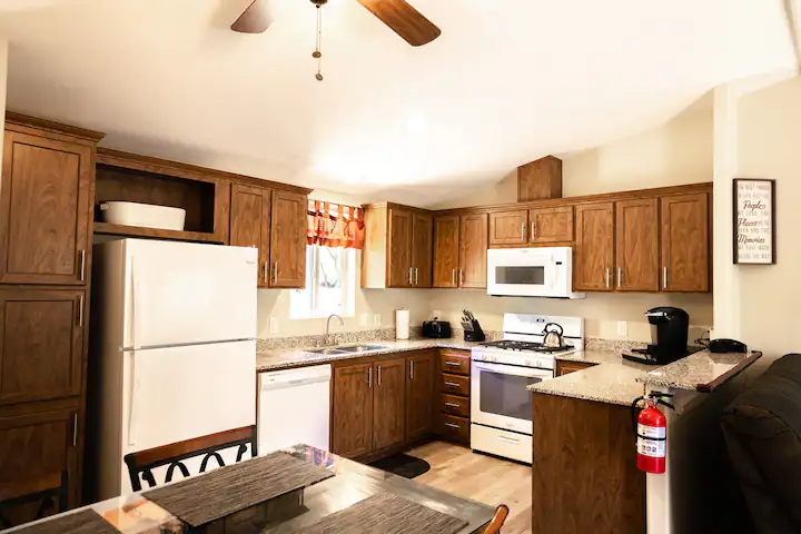 kitchen with wood cabinets