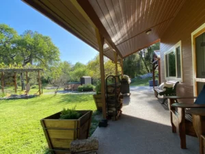 patio with seating