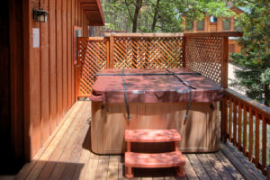 deck with hot tub