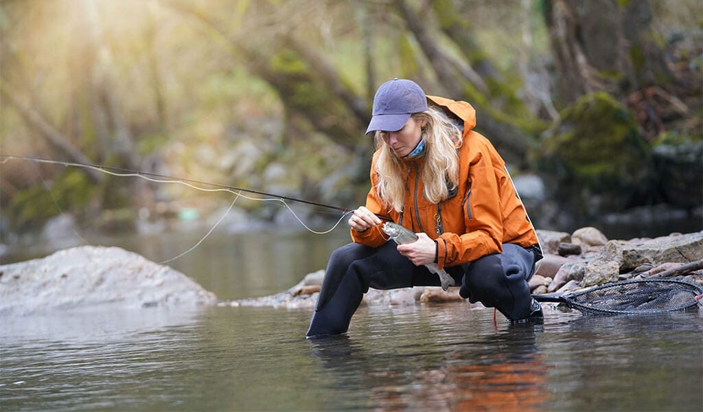 woman fishing