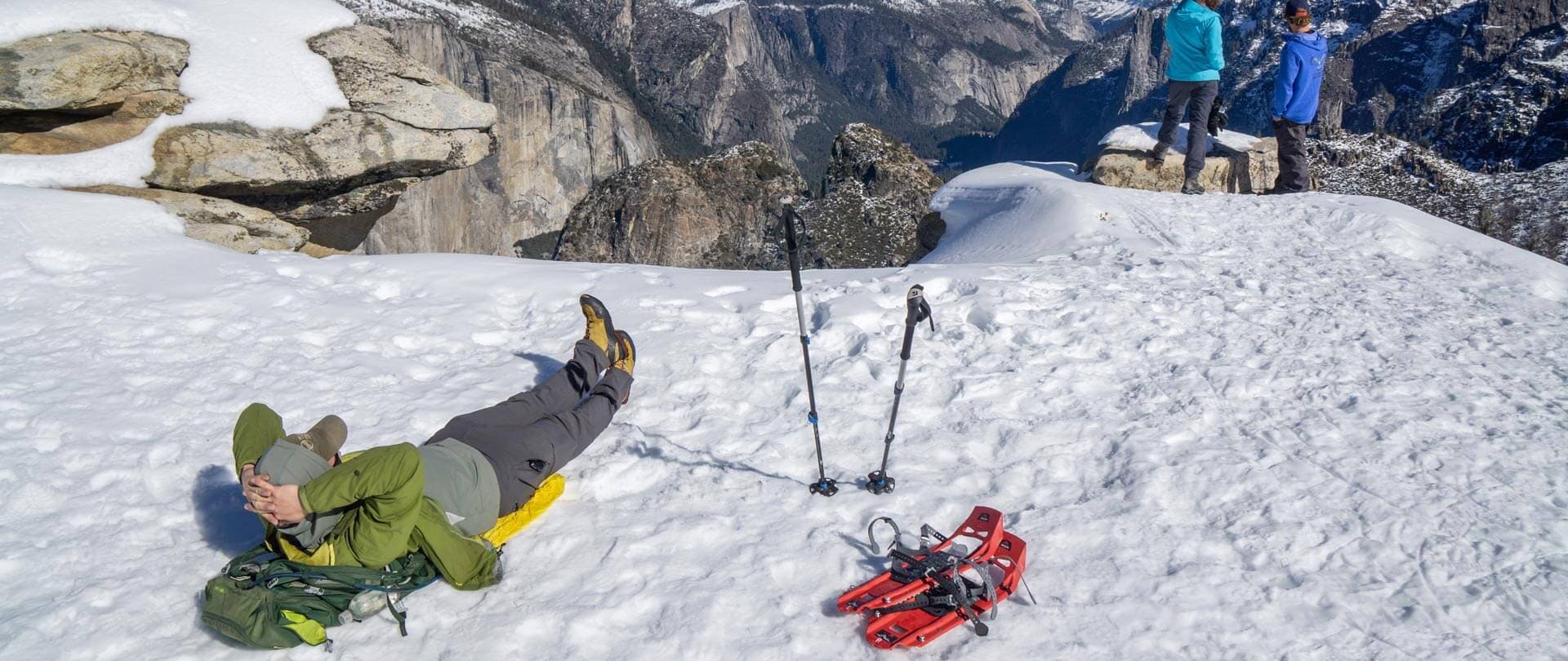 Hiking Yosemite in the snow is fun and relaxing.