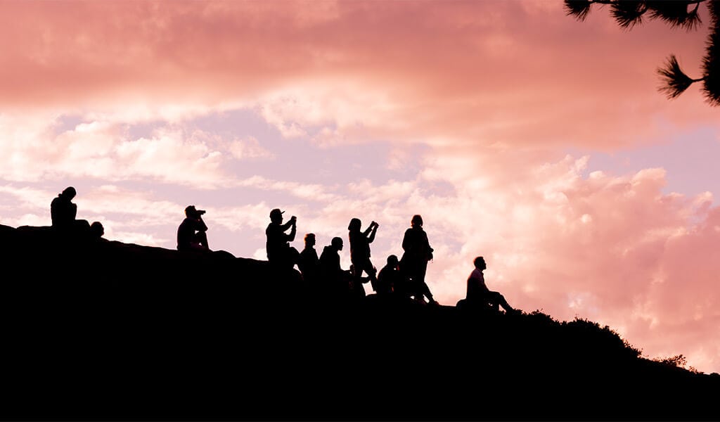 Group watching sunset